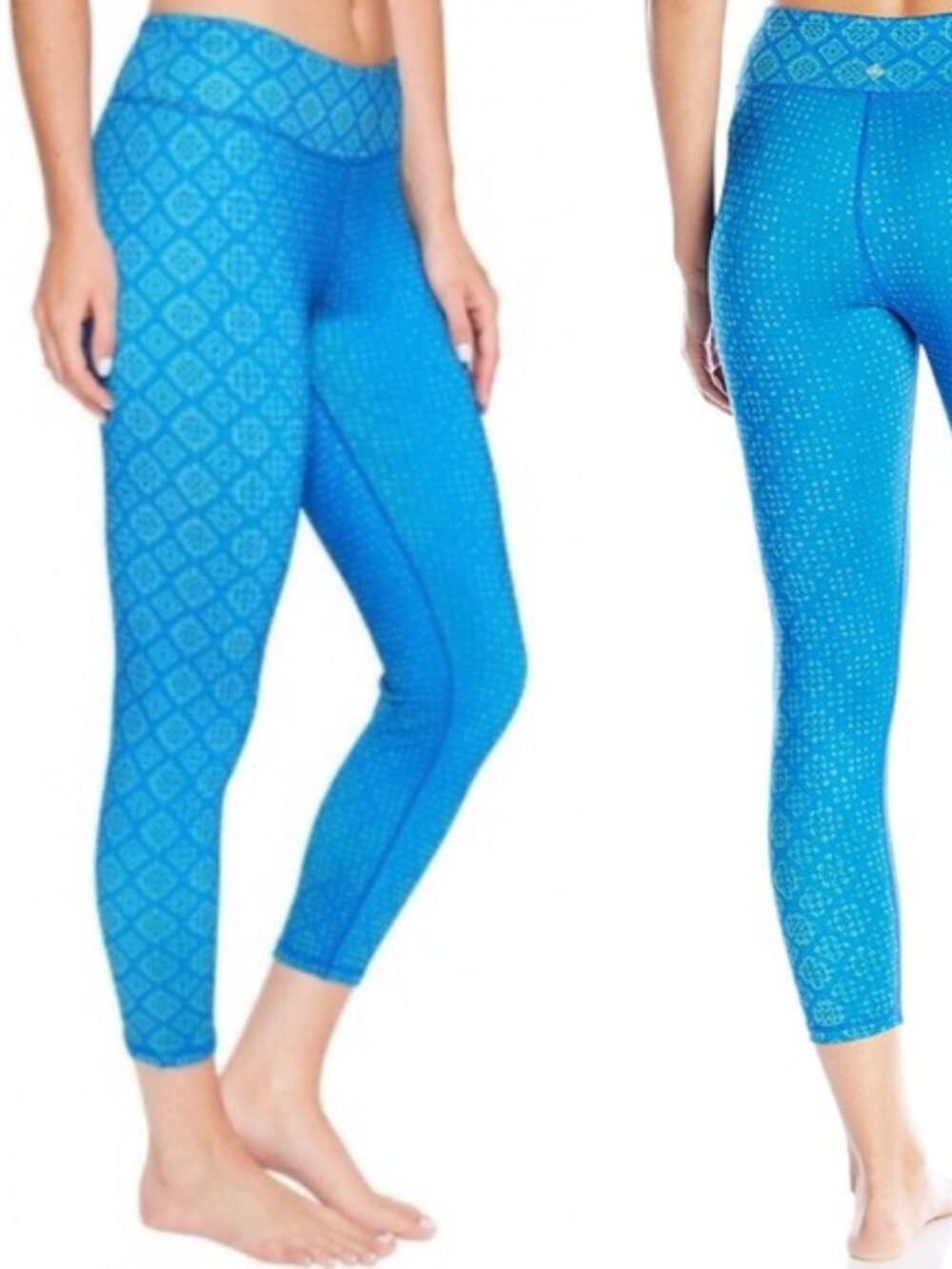PrAna Roxanne Printed Harbor Bali Blue Capri Leggings